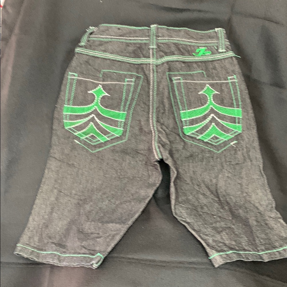 Black and Green Chevron Jeans with Relaxed Fit